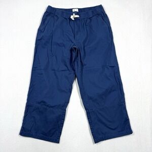 Pact Pants Womens Large Organic Cotton Daily Twill‎ Crop Stretch Blue Wide Leg